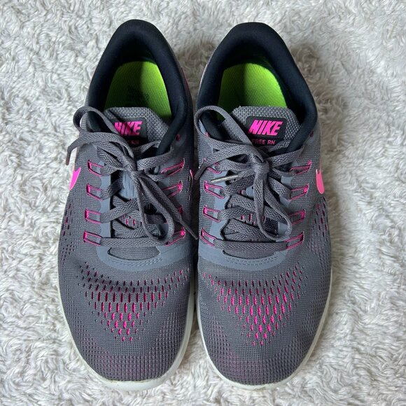 Nike Free RN Running Walking Women's Dark Grey‎ and Pink Shoes Size 7.5 - Picture 5 of 6